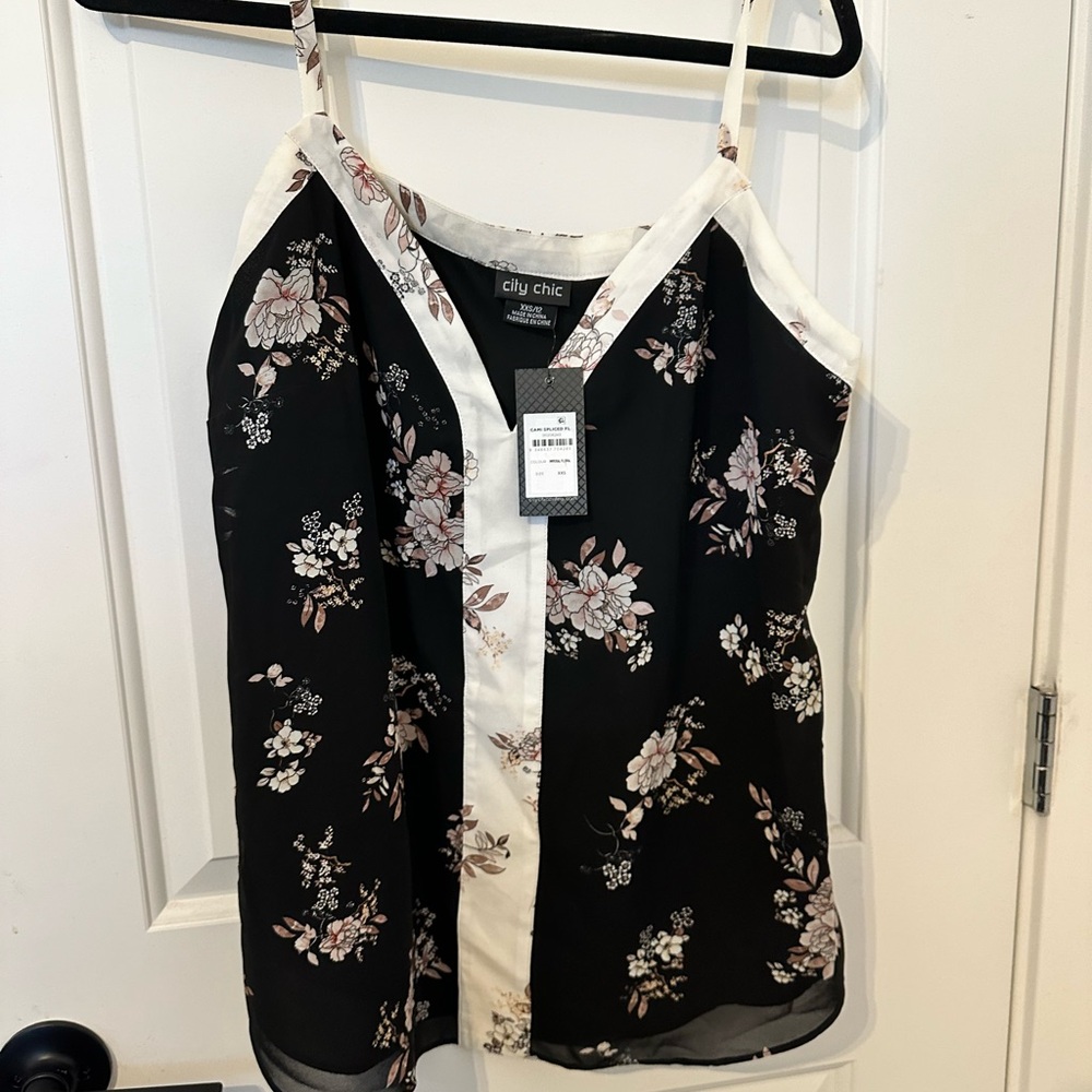 City Chic Black and White Fitted Camisole